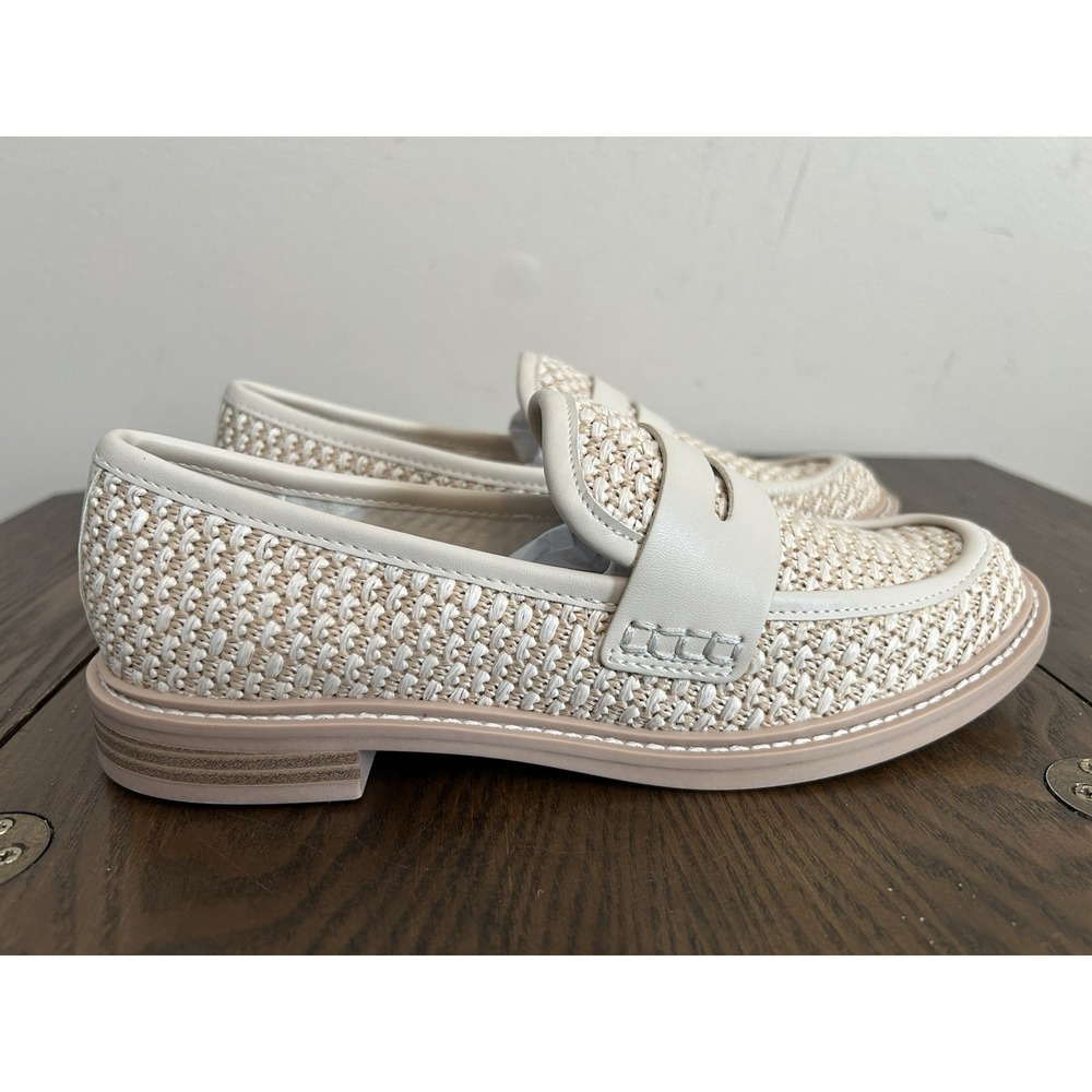 Dolce Vita Halley Raffia Woven Loafers Ivory Women's Size 7 M Slip On Shoes